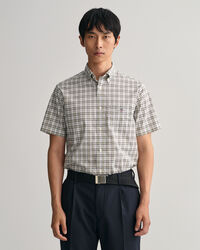 Regular Fit Popeline Kurzarmhemd mit Mini-Karomuster