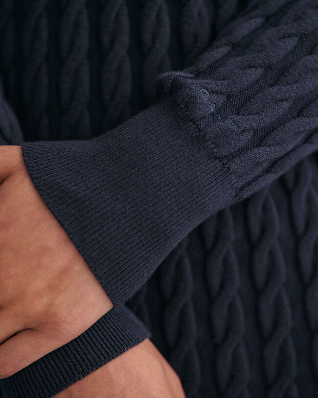 Zopfstrick Rundhalskleid aus Baumwollstretch