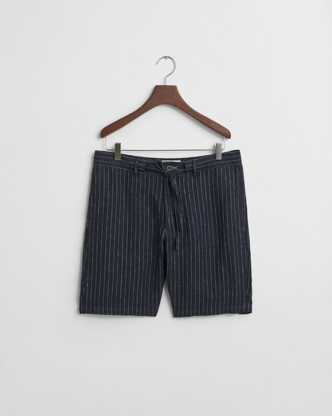 Regular Fit Pinstripe Leinen Shorts
