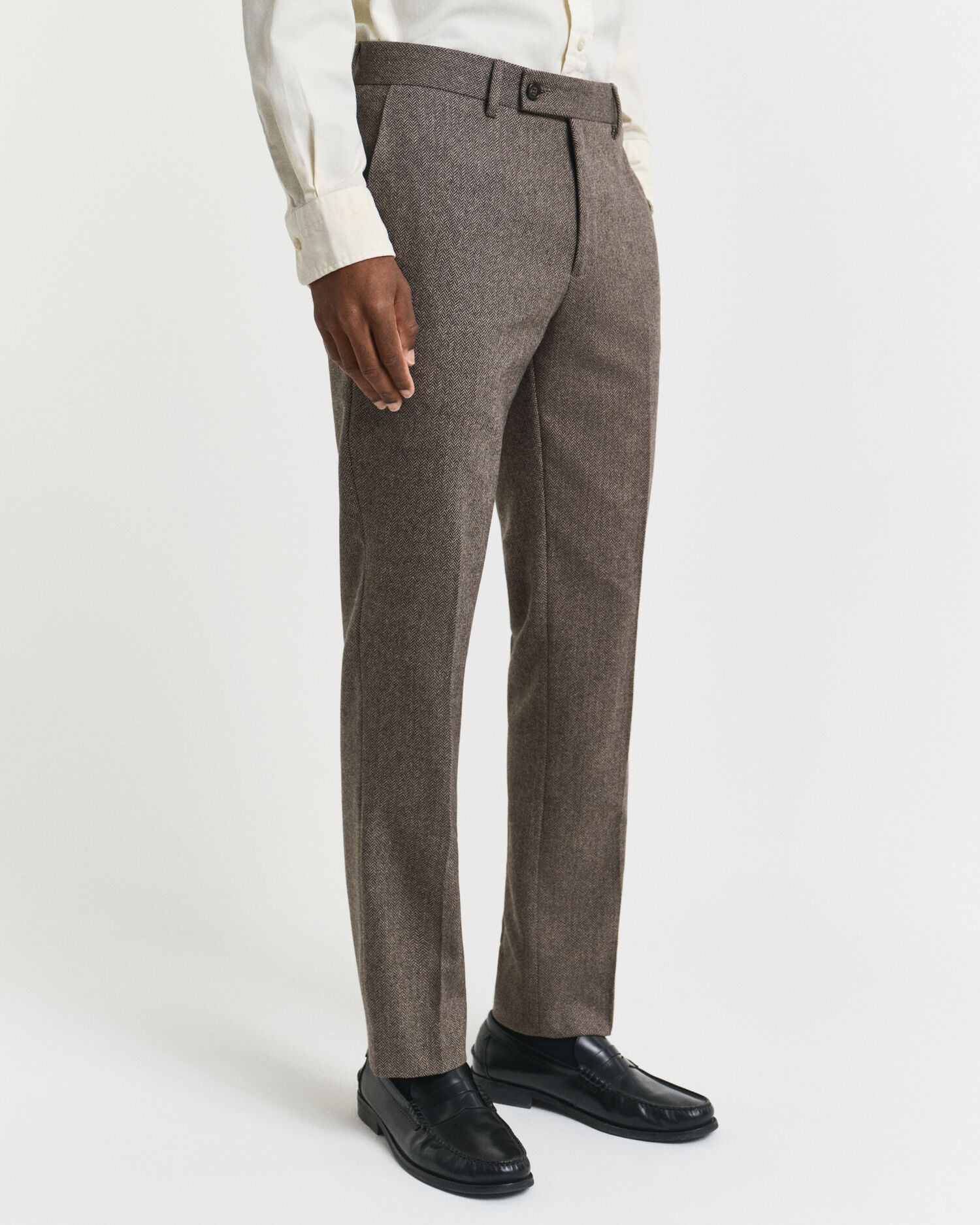 Slim Fit Herringbone Anzughose aus Flanell