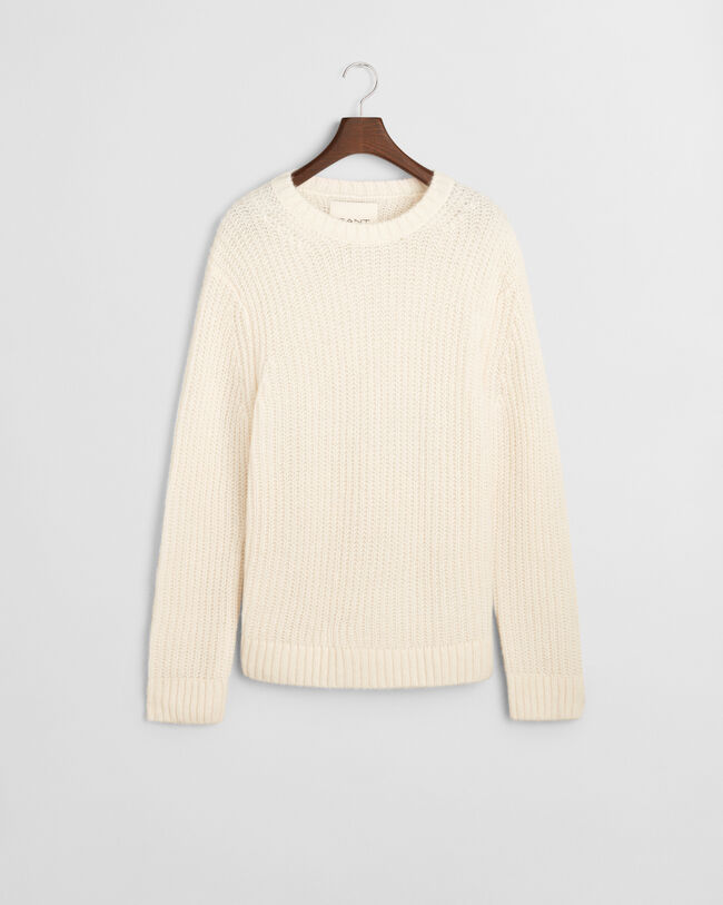 Gerippter Rundhalspullover aus Alpaka-Woll-Gemisch