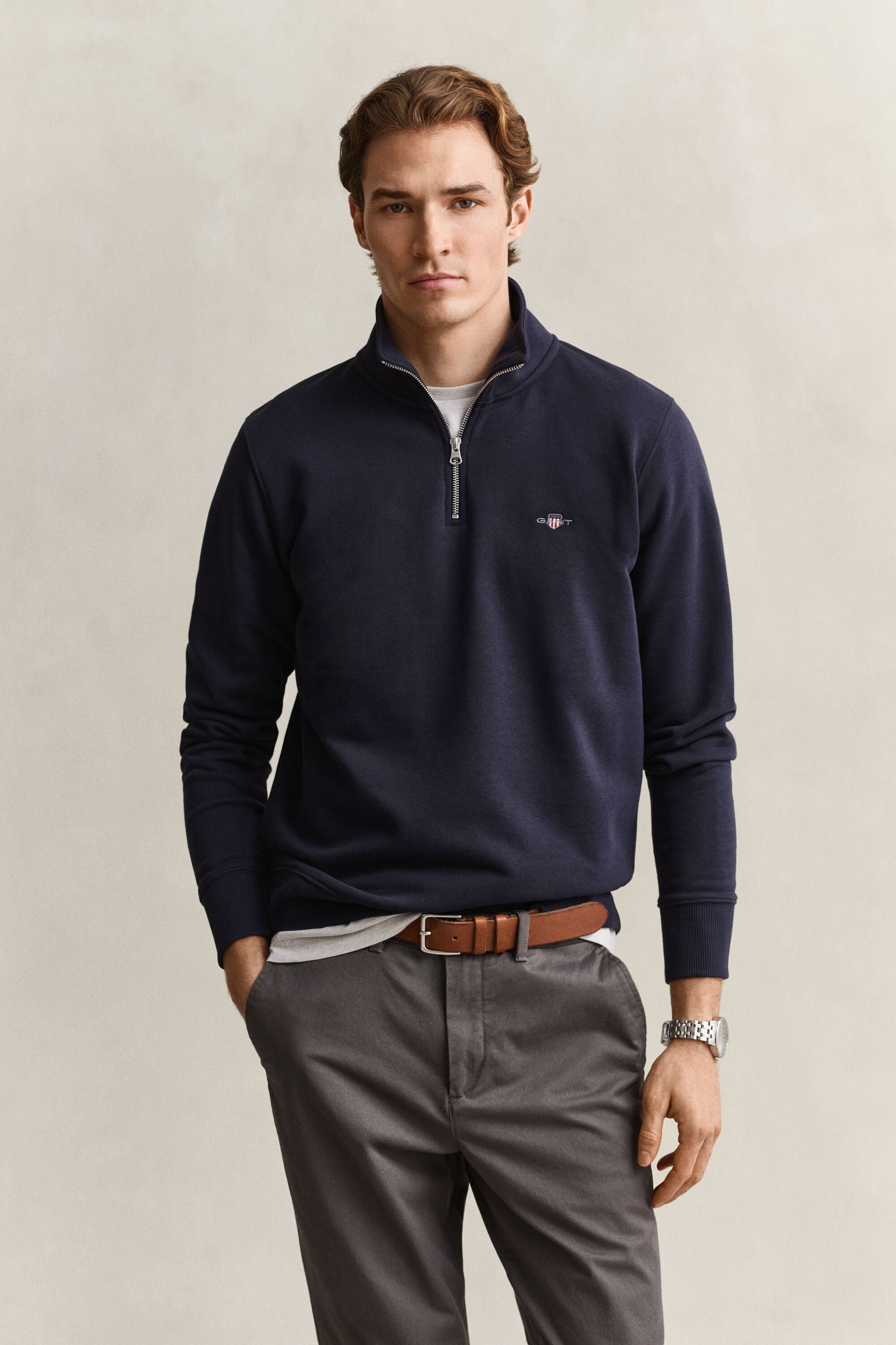 Shield Sweatshirt mit halblangem Reißverschluss