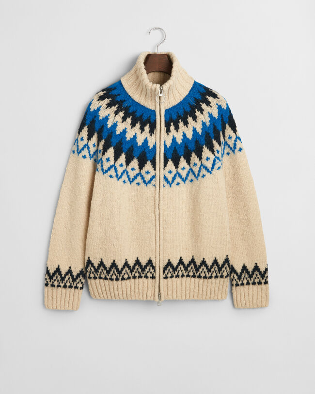 Jacquard-Strickjacke mit Reißverschluss