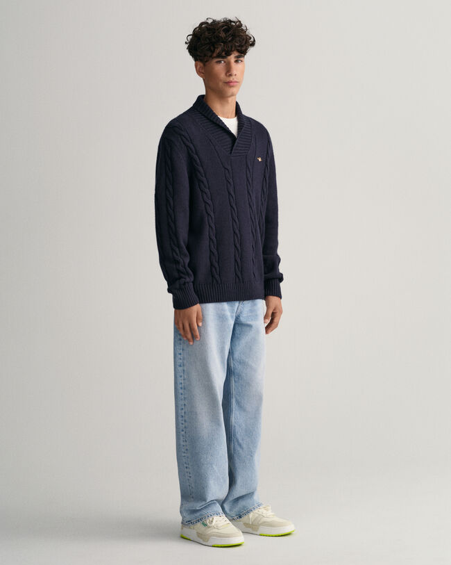 Teens Zopfpullover mit Schalkragen