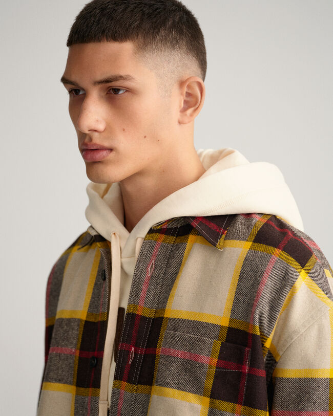 Woll-Hemdjacke mit Tartan-Muster