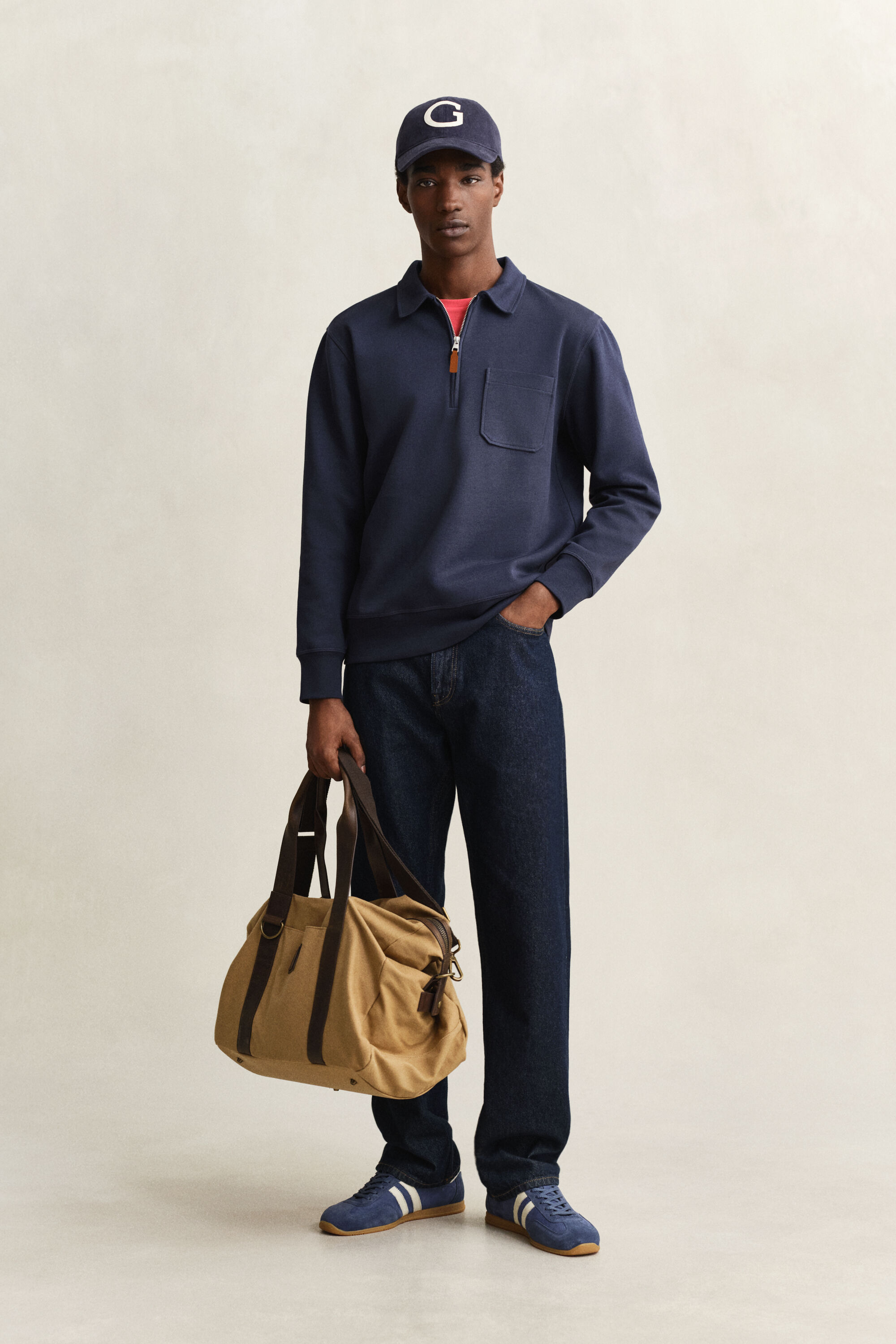 Sweatshirt mit Reißverschlusskragen aus Romanit