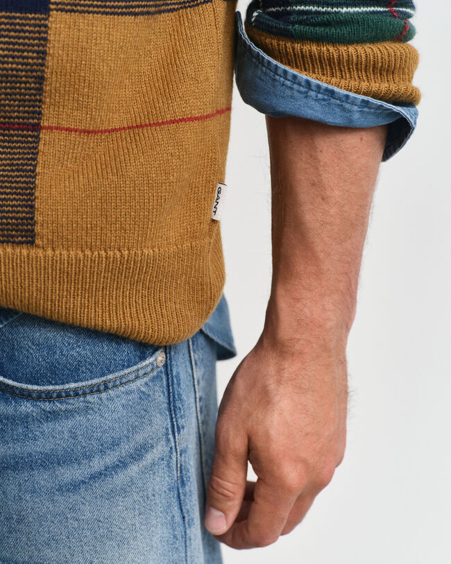 Karierter Rundhalspullover