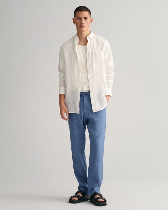 Relaxed Fit Leinen Kordelzughose