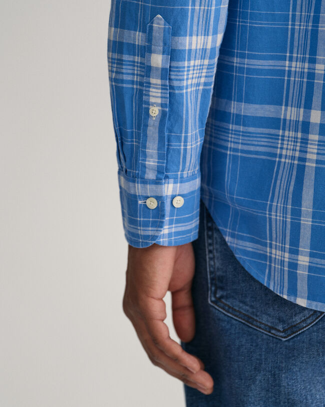 Regular Fit Baumwoll Leinen Hemd mit Karomuster