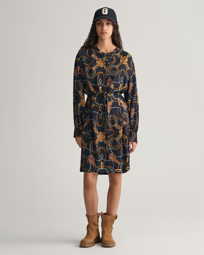 Hemdblusenkleid mit Seil-Print