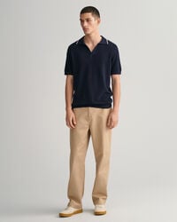 Struktur Baumwoll Polopullover mit offenem Kragen