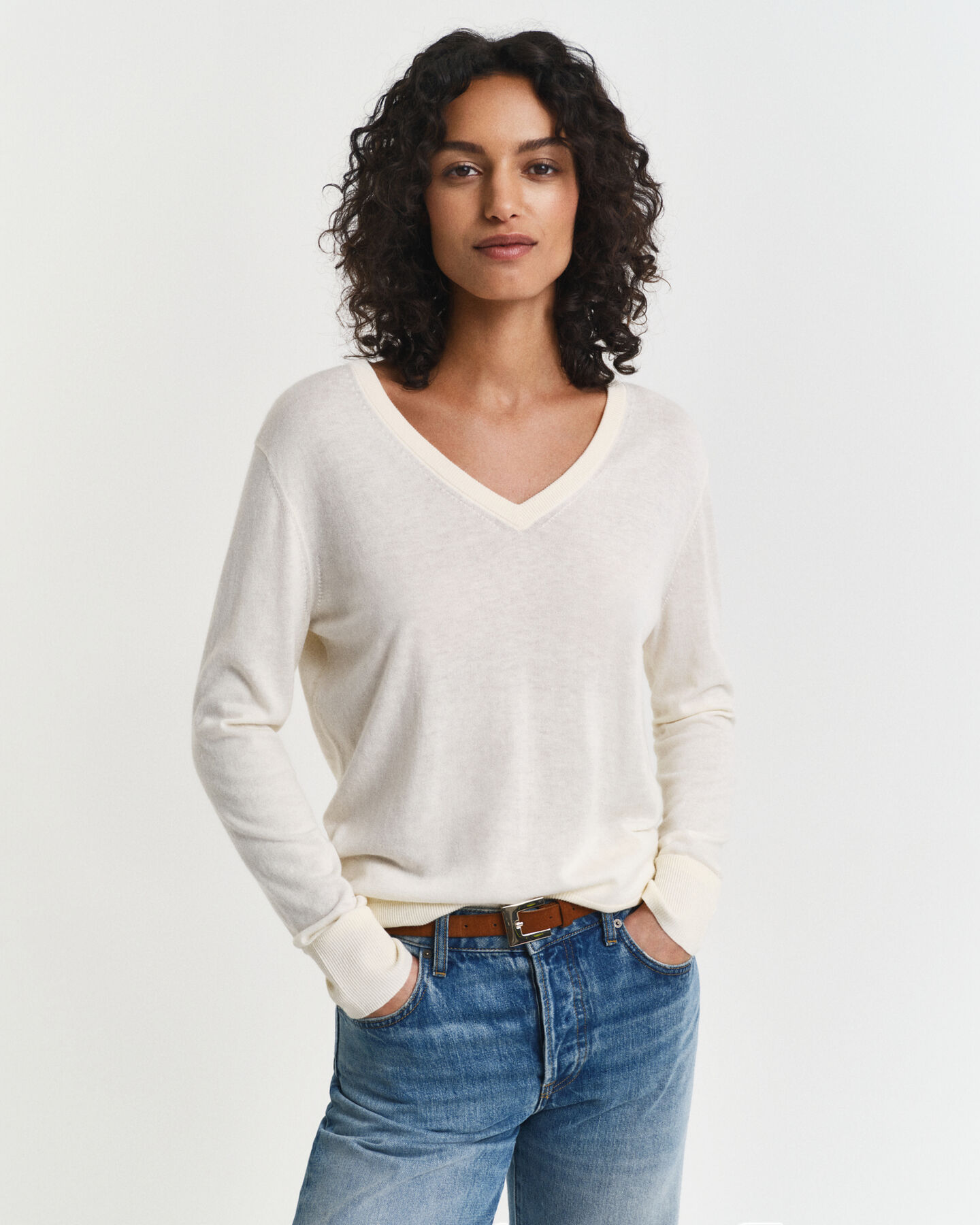 Feinstrick V-Neck Pullover