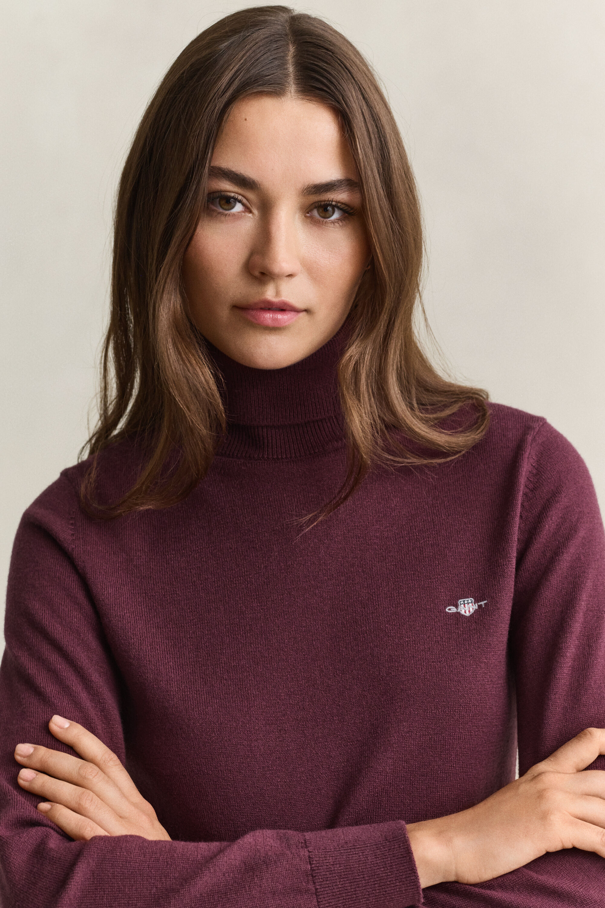 Rollkragenpullover aus Wolle und Biobaumwolle