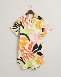 Palm Print Leinen Kurzarm-Kaftan