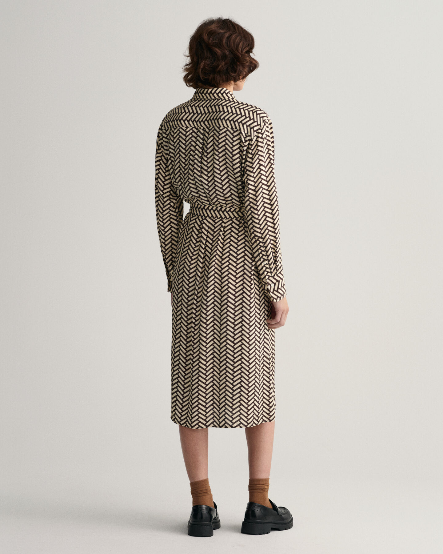 Geometric Hemdblusenkleid in A-Linie