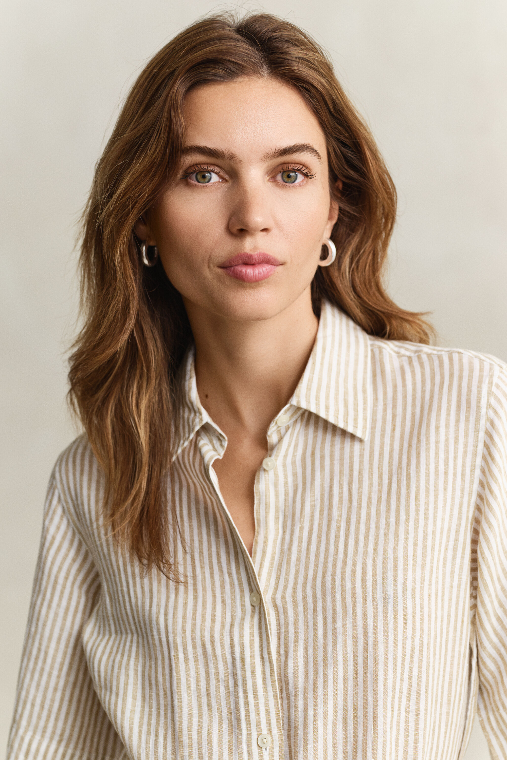 Gestreiftes Hemdblusenkleid aus Leinen