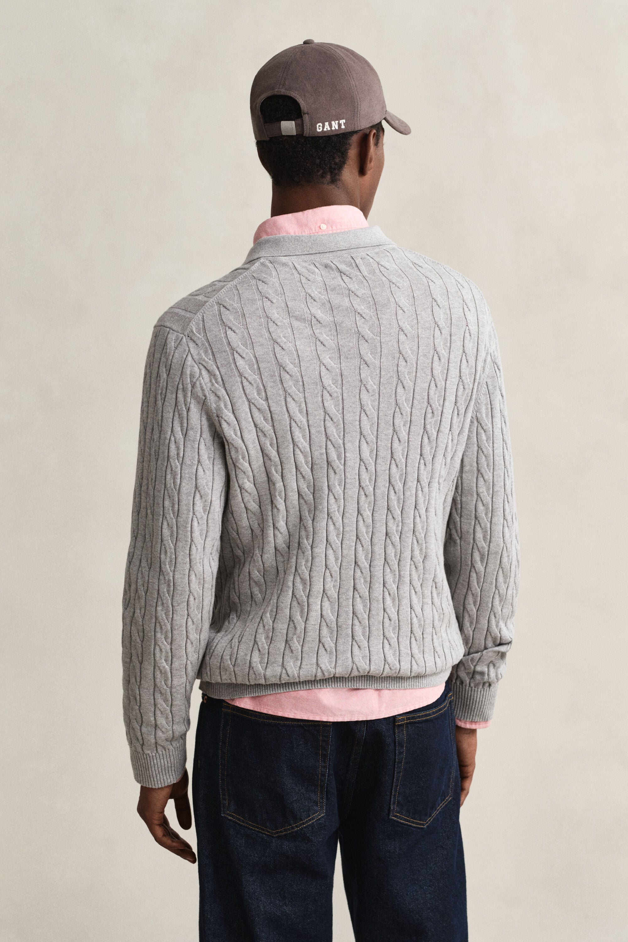 Zopfstrick Polopullover aus Baumwolle