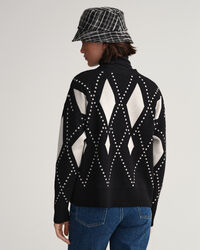 Argyle V-Neck Strickjacke