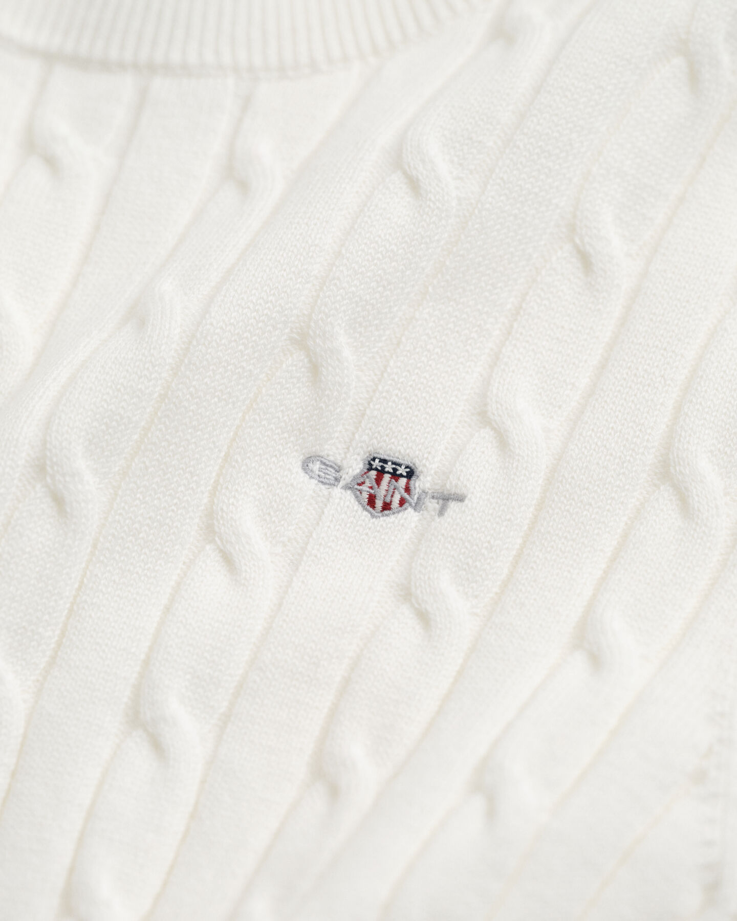 Zopfstrick-Pullover aus Stretch-Baumwolle