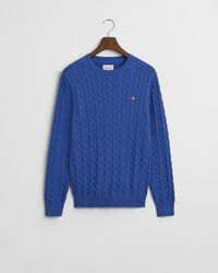 Zopfstrick Rundhalspullover aus Baumwolle