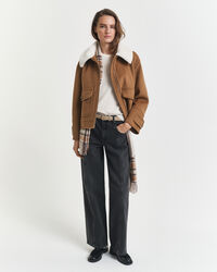 Kurzärmliger Rundhalspullover aus superfeiner Lambswool