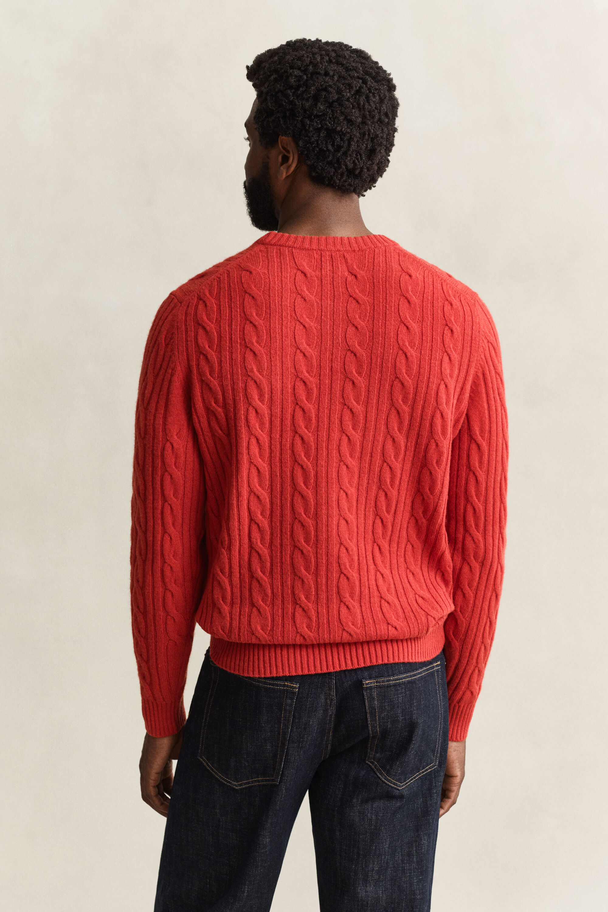 Lambswool Zopfstrick Rundhalspullover