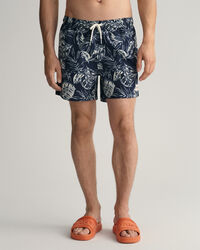 Classic Fit Tropical Leaves Badeshorts mit Print