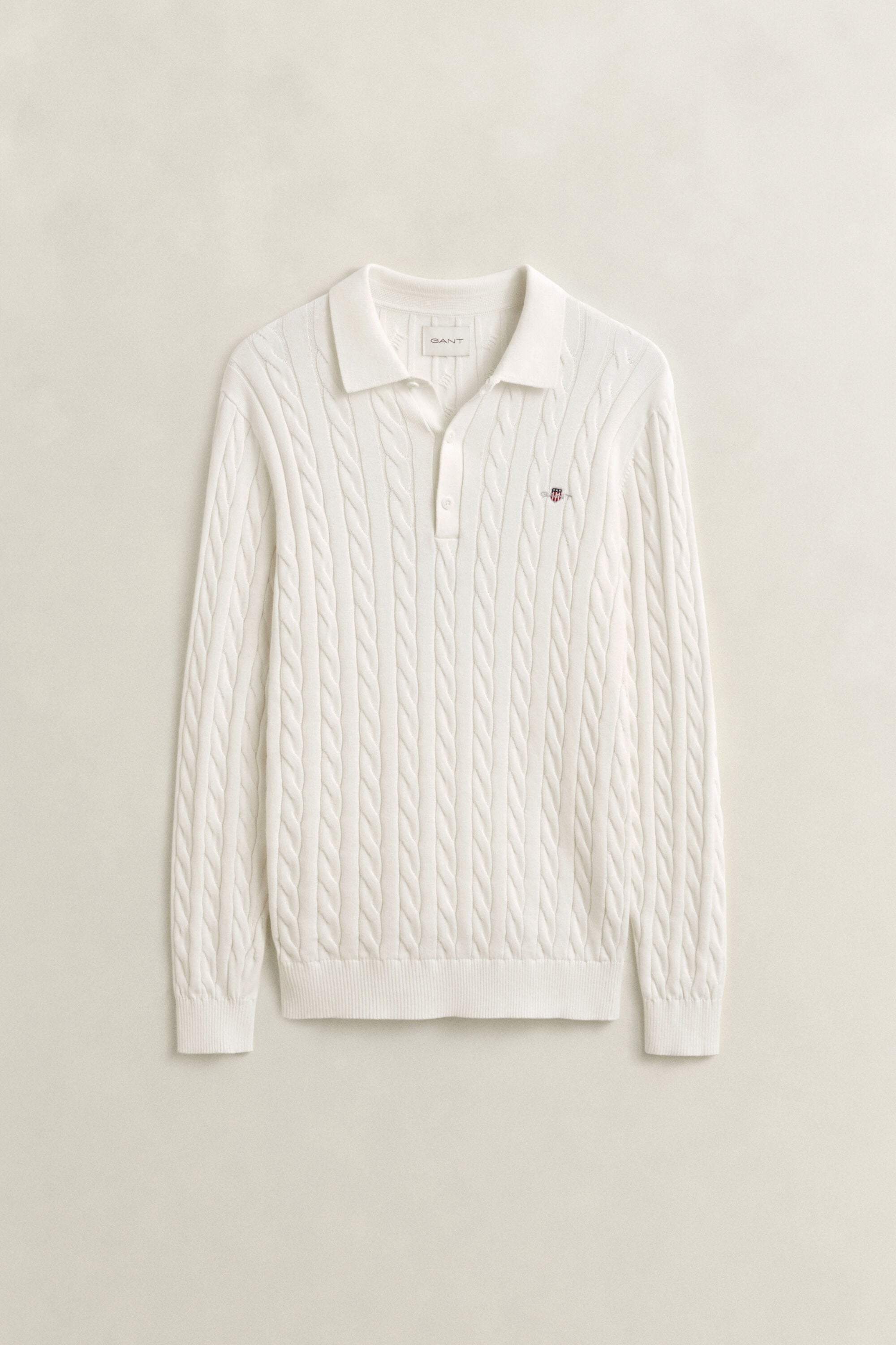Zopfstrick Polopullover aus Baumwolle