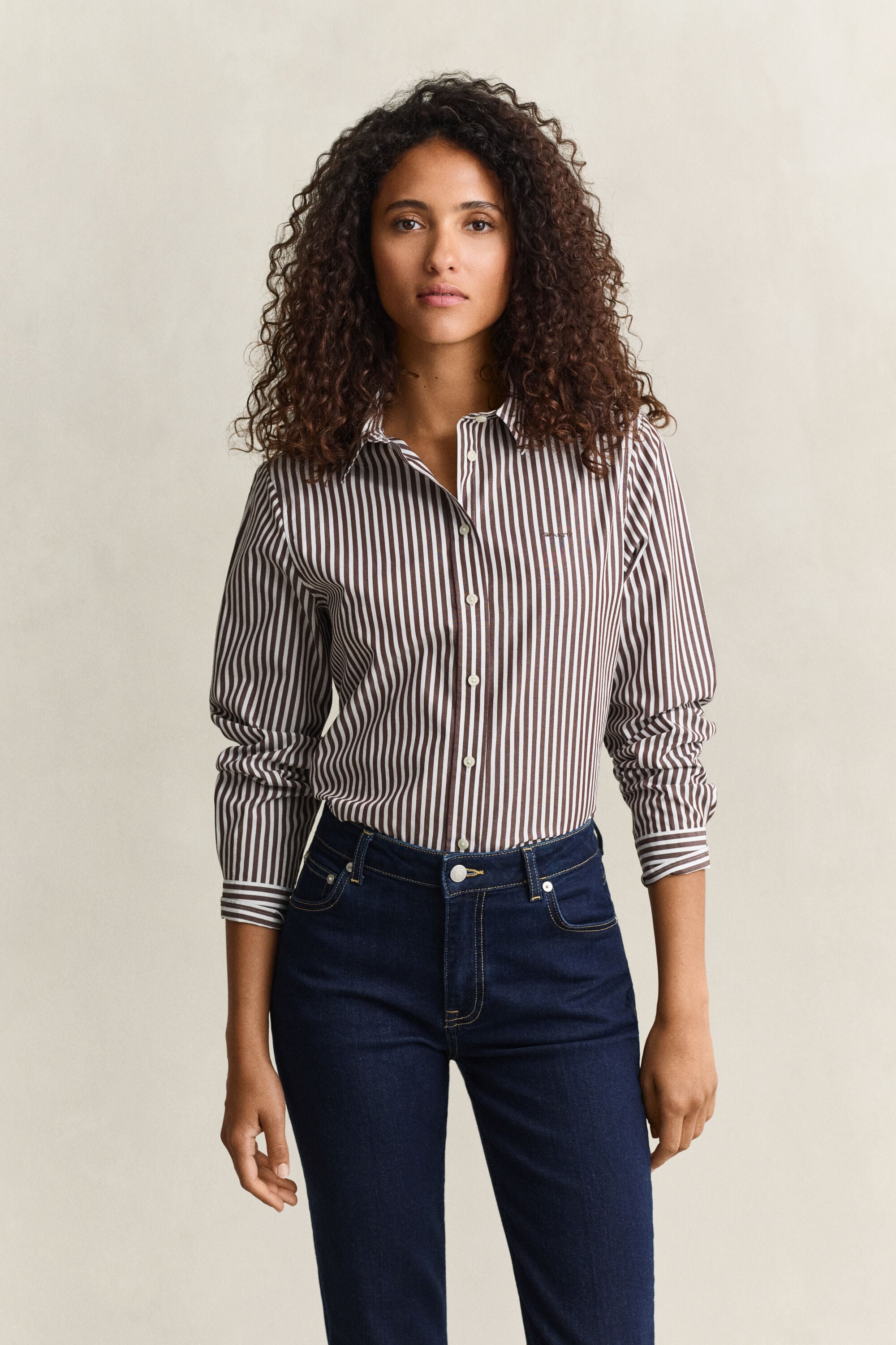 Popeline-Bluse im Regular Fit mit Streifen