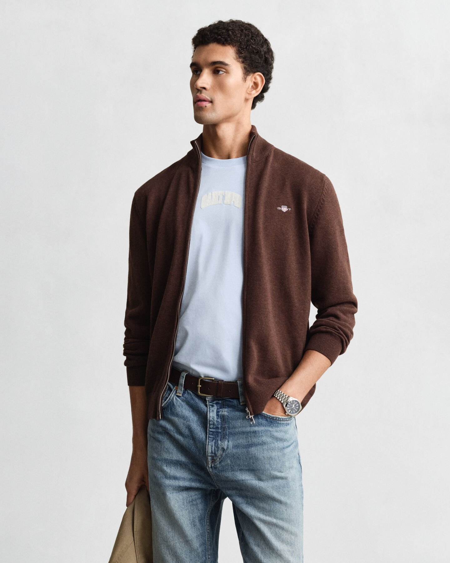 Casual Cotton Strickjacke mit Reißverschluss