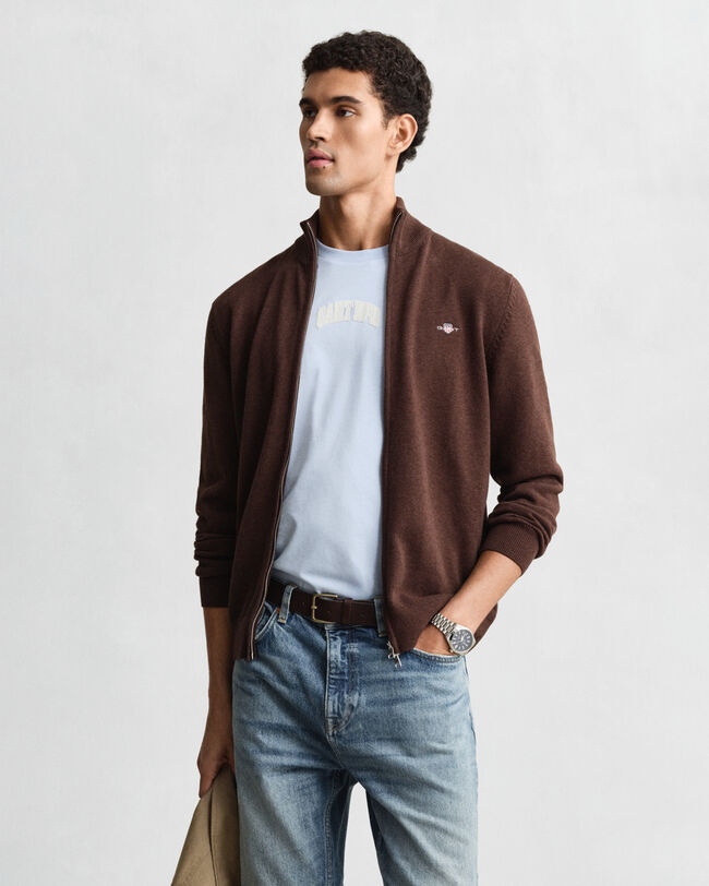 Casual Cotton Strickjacke mit Reißverschluss