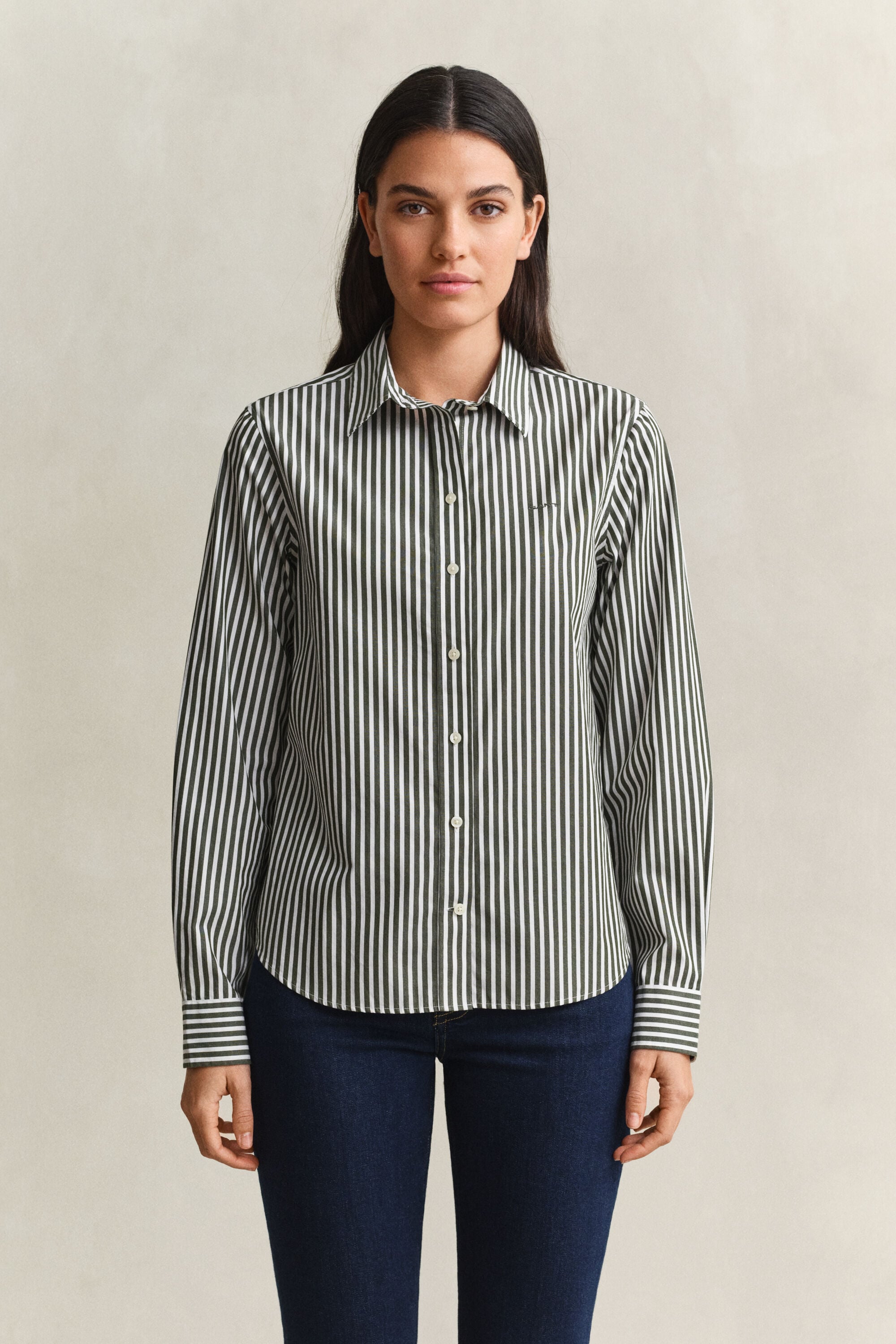 Regular Fit Classic Popeline-Bluse mit Streifen