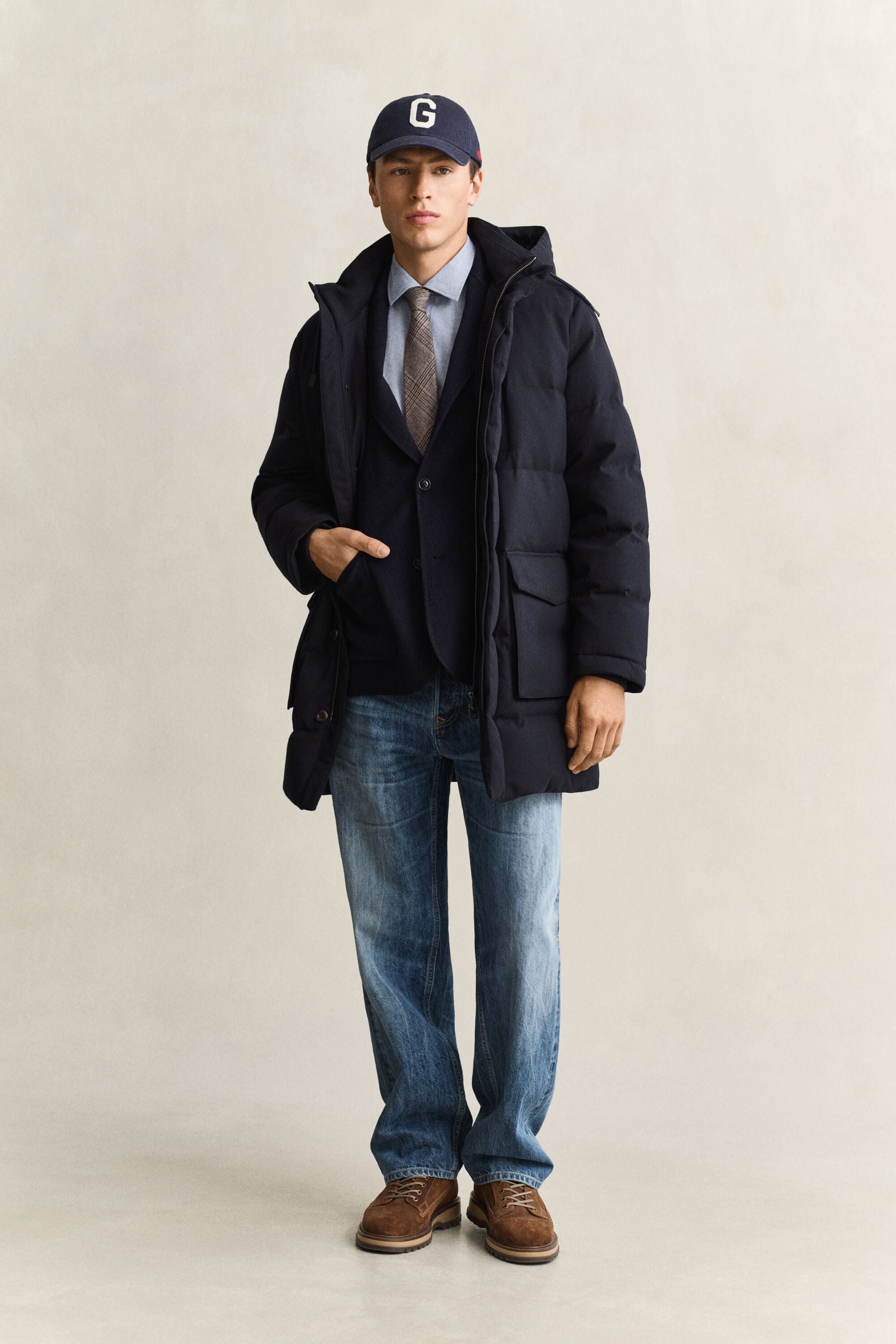 Mittellange Flanelldaunenjacke