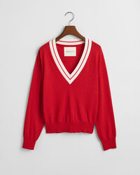 V-Neck Pullover mit Kontrasten