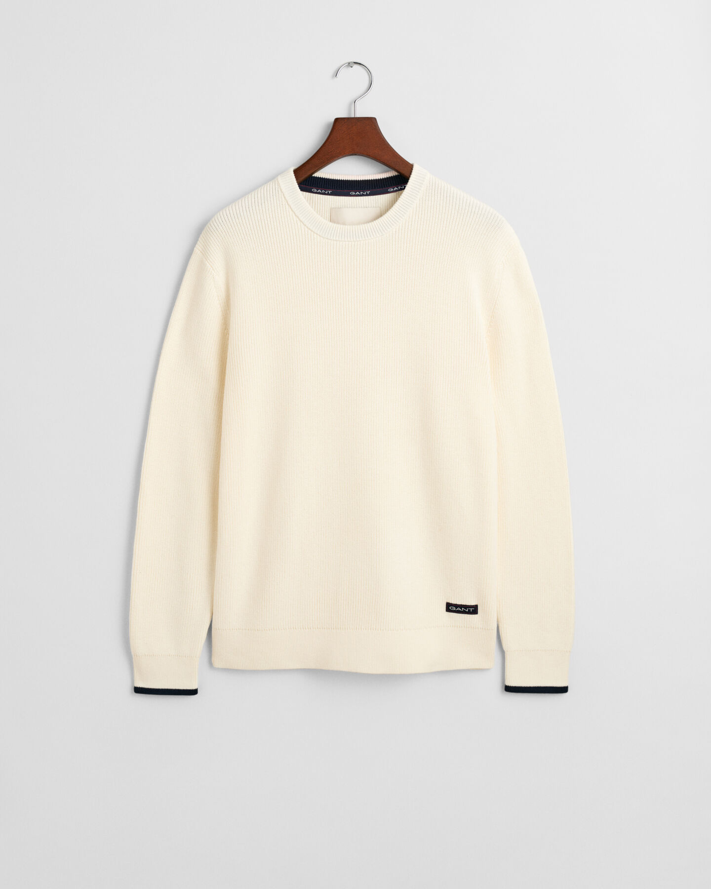 Gerippter Rundhalspullover aus Baumwolle