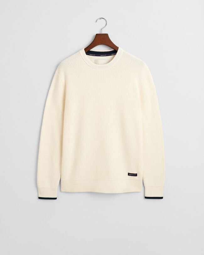 Gerippter Rundhalspullover aus Baumwolle