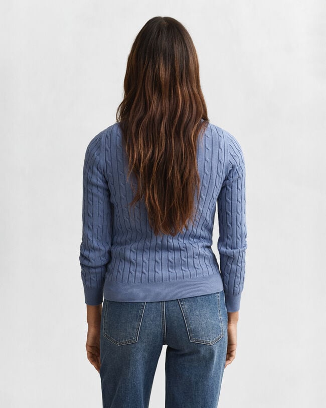 Zopfstrick Rundhalspullover aus Stretch-Baumwolle