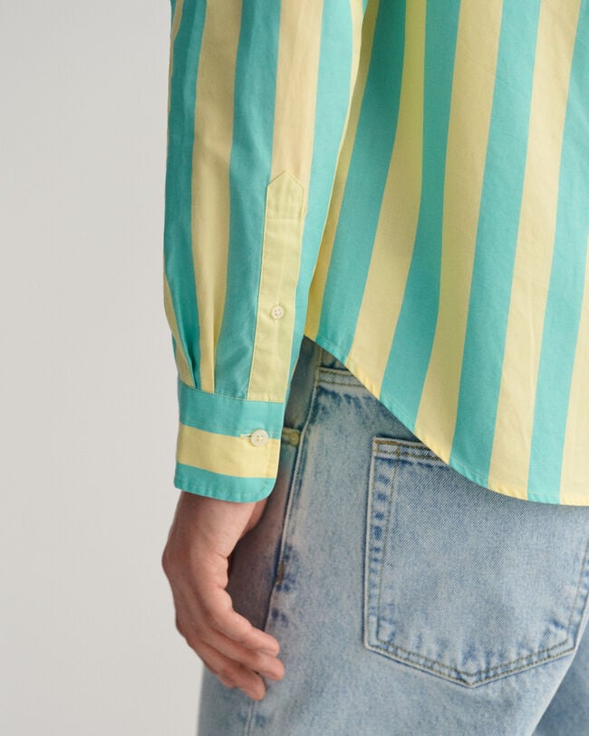 Regular Fit Popeline Hemd mit Sonnenschirmstreifen