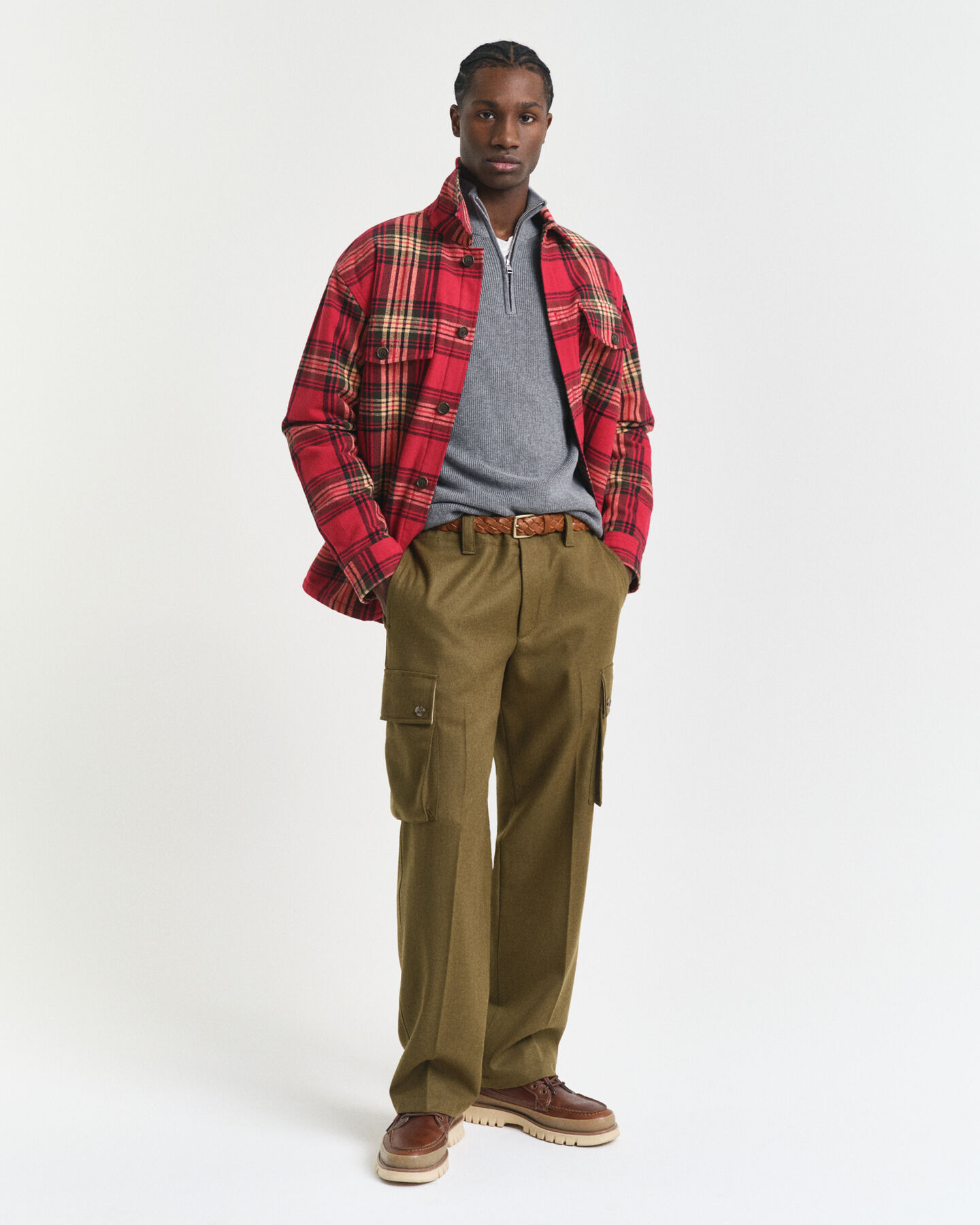 Gerippter Troyer aus Baumwoll-Merinowoll-Gemisch