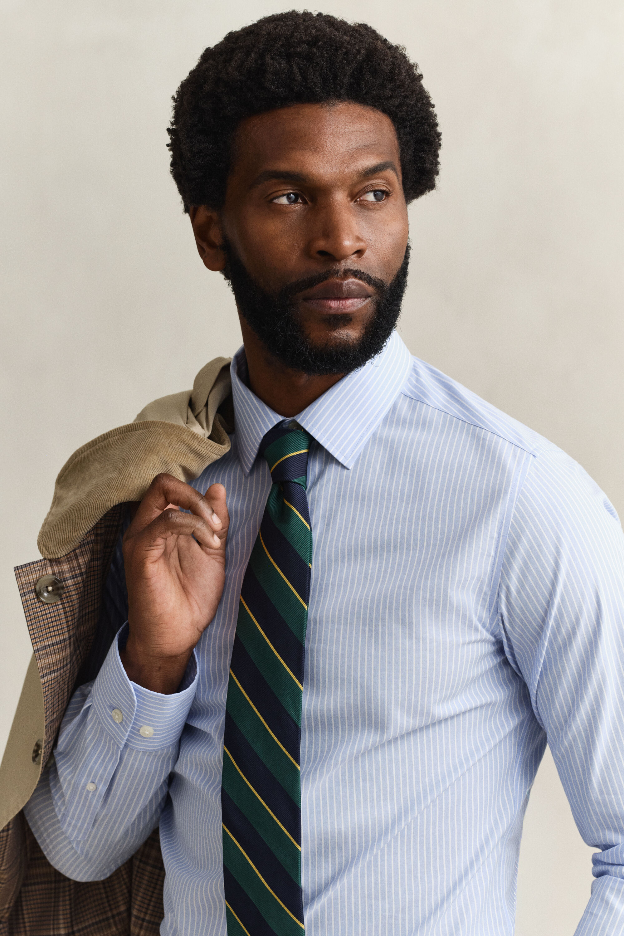 Gestreiftes Hemd aus Stretch-Popeline