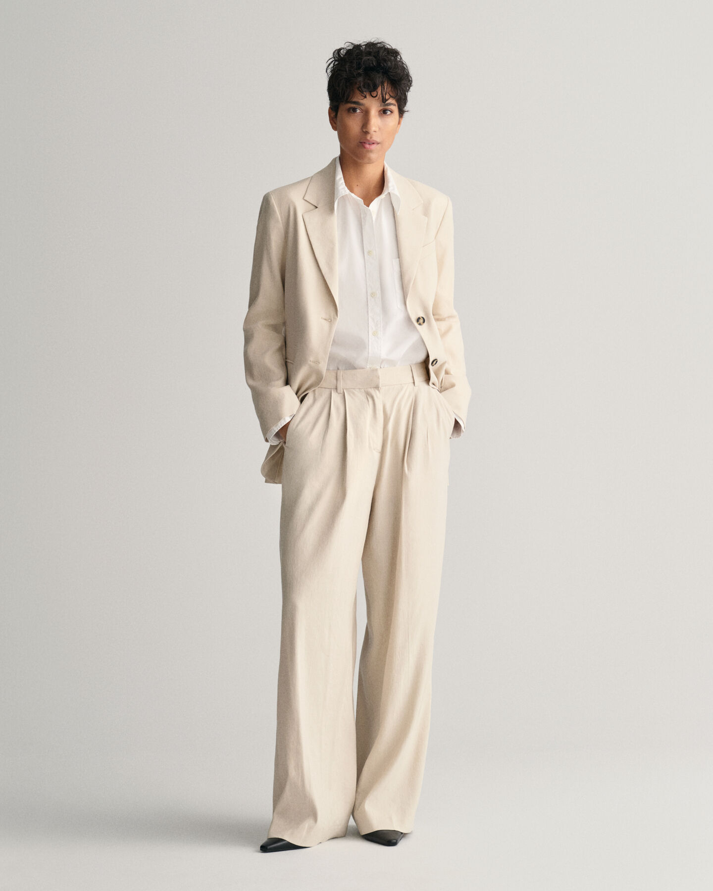 Formelle Relaxed Fit Stretch Leinen Hose