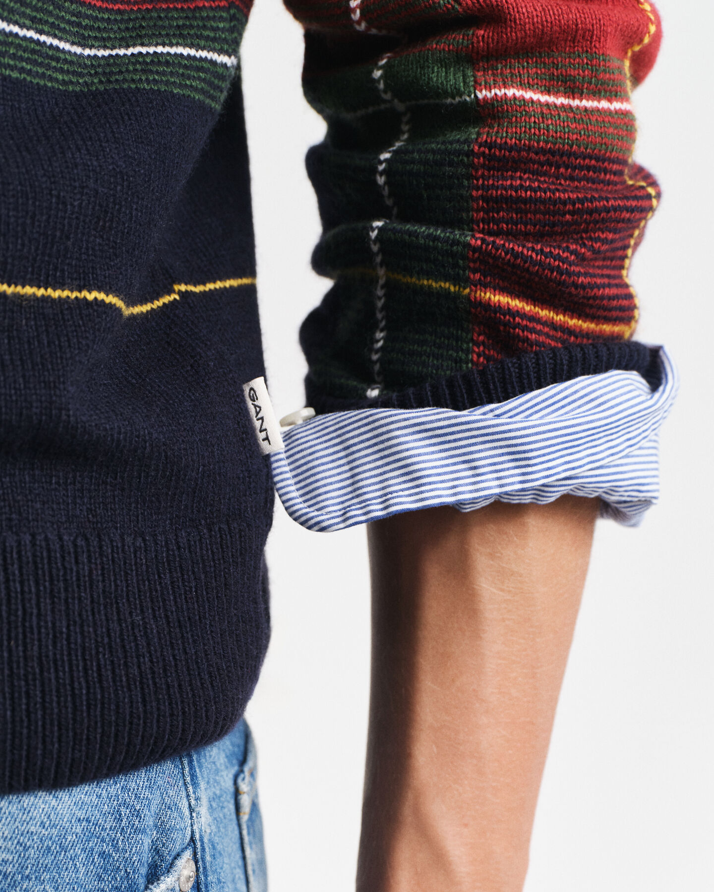 Karierter Rundhalspullover