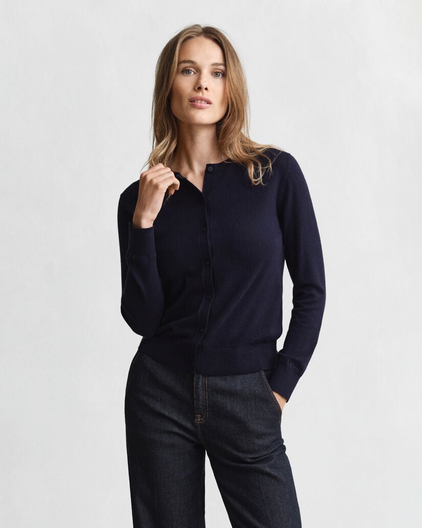 Leichte Rundhals-Strickjacke