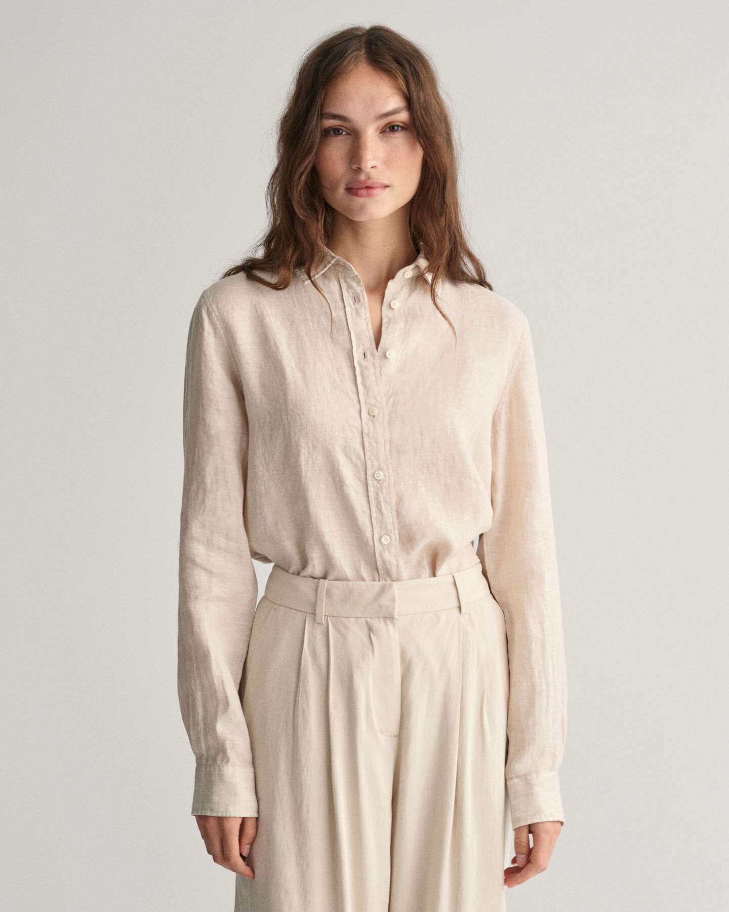 Regular Fit Leinen Chambray Bluse