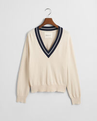 V-Neck Pullover mit Kontrasten