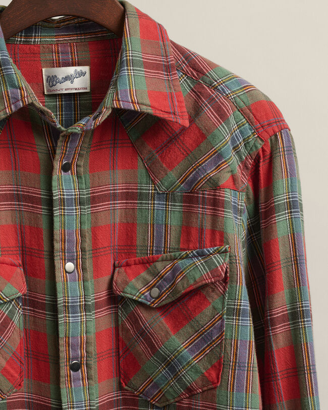 Wrangler x GANT Regular Fit Western Hemd mit Tartan-Muster