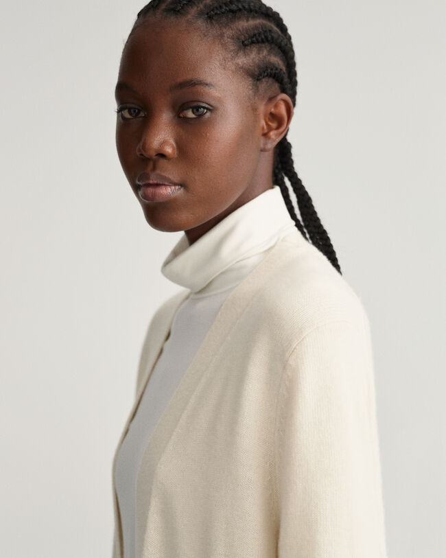 Lange Wollstrickjacke