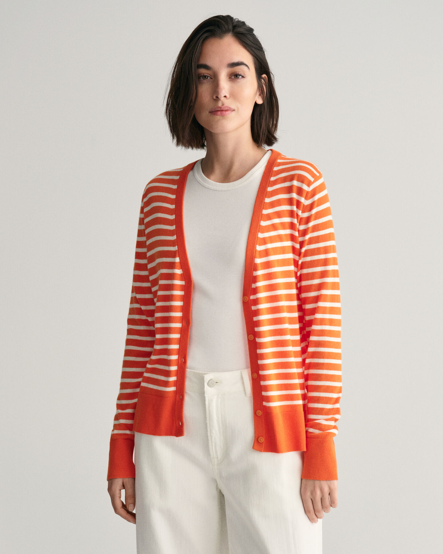 Feinstrick Strickjacke mit Streifen