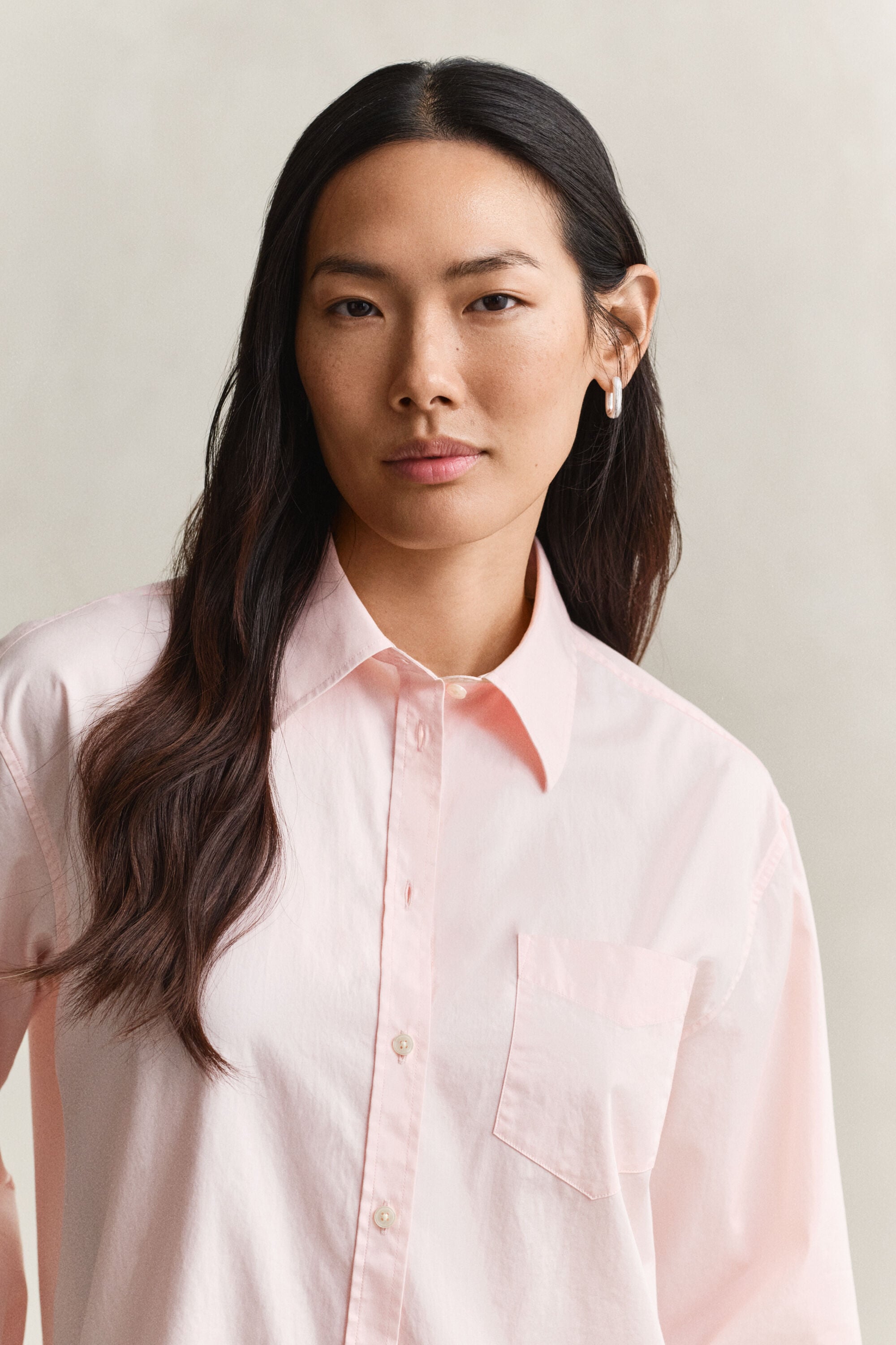 Classic Popeline-Bluse mit weiten Ärmeln