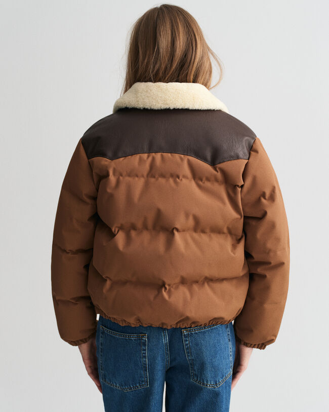 Wattierte Jacke mit Kunstfellkragen